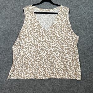 Old Navy Shirt Womens 3XL Beige Tank Top Animal Print Flowy Plus Size Boho